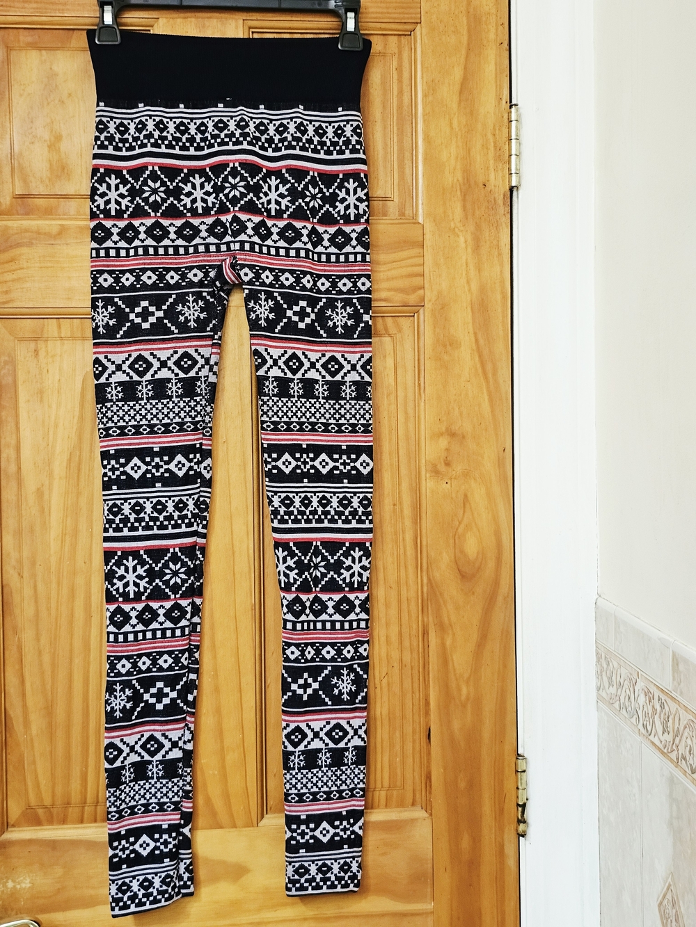 No Boundaries Fleece Lined Fair Isle Snowflake Leggings Juniors Size L (11-13)